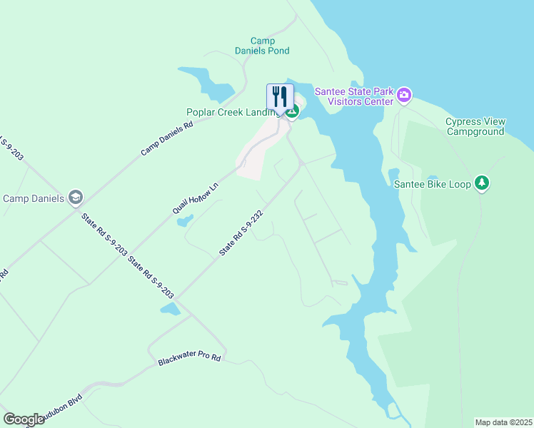 map of restaurants, bars, coffee shops, grocery stores, and more near 35 Poplar Creek Drive in Elloree