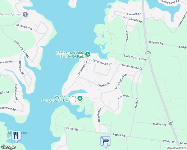map of restaurants, bars, coffee shops, grocery stores, and more near 1374 Charles Drive in Manning