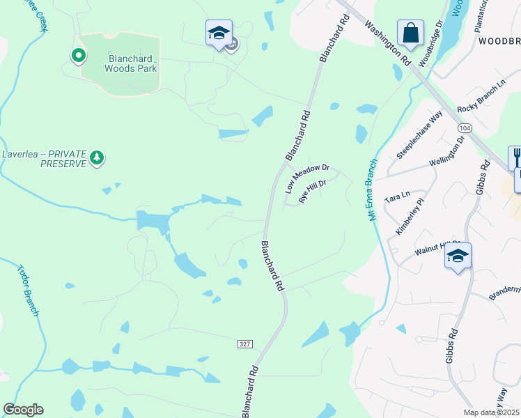 map of restaurants, bars, coffee shops, grocery stores, and more near 684 Blanchard Road in Evans