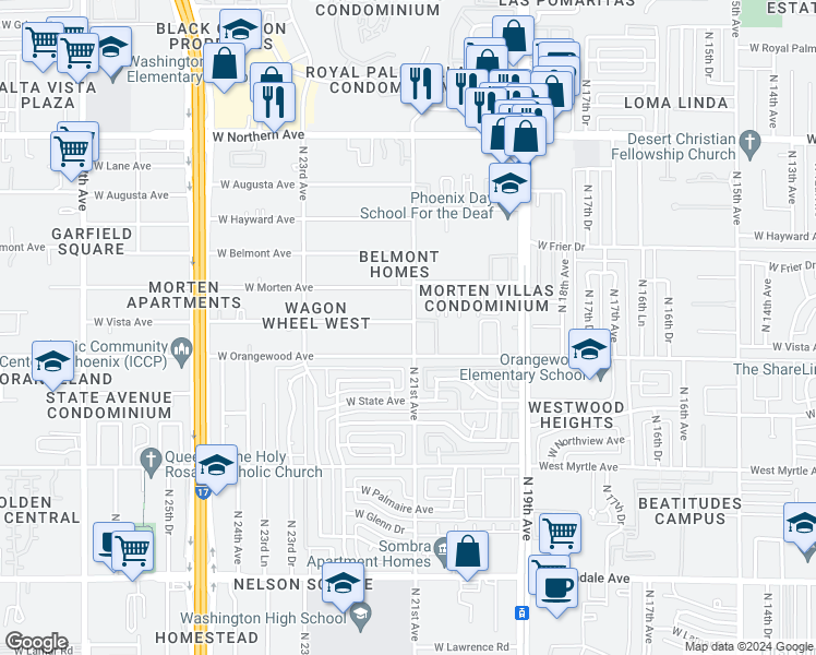 map of restaurants, bars, coffee shops, grocery stores, and more near 752-2 North 21st Avenue in Phoenix