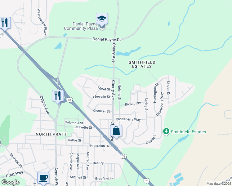 map of restaurants, bars, coffee shops, grocery stores, and more near 917 Cherry Avenue in Birmingham