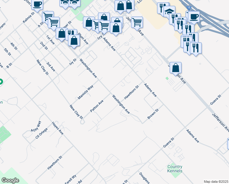 map of restaurants, bars, coffee shops, grocery stores, and more near 41862 Patton Place in Murrieta