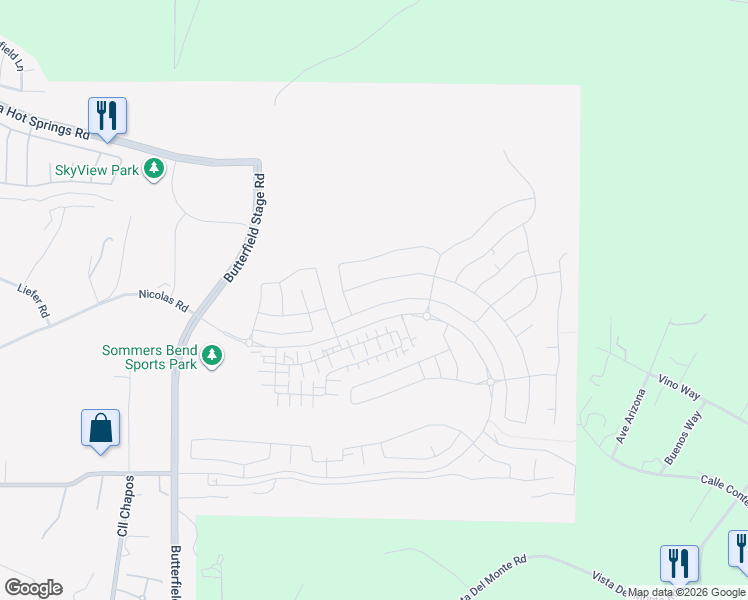 map of restaurants, bars, coffee shops, grocery stores, and more near 32172 Verbena Way in Temecula
