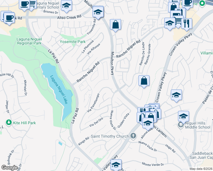 map of restaurants, bars, coffee shops, grocery stores, and more near 28645 Via Pasatiempo in Laguna Niguel
