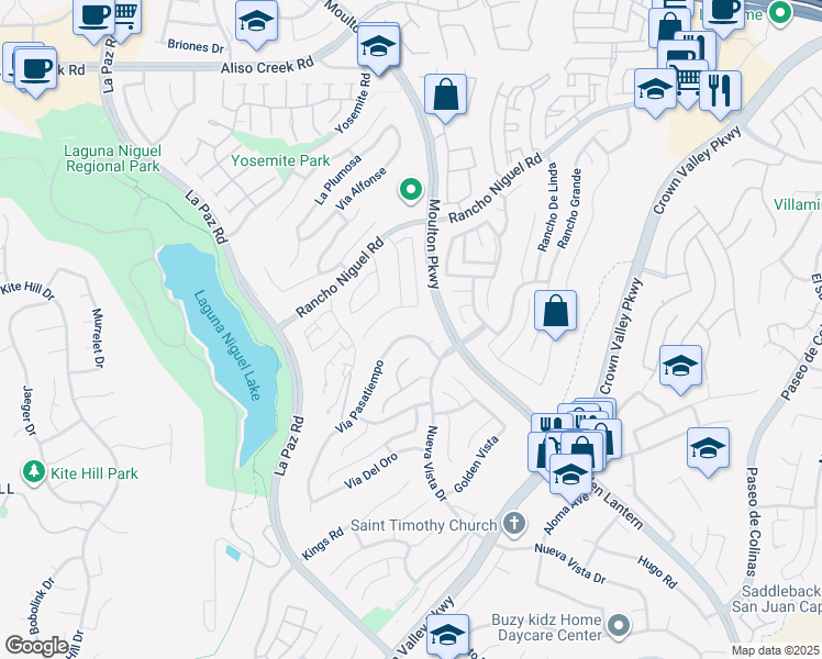 map of restaurants, bars, coffee shops, grocery stores, and more near 28645 Via Pasatiempo in Laguna Niguel