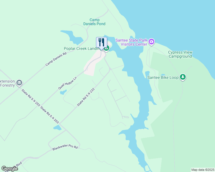 map of restaurants, bars, coffee shops, grocery stores, and more near 102 Breezewood Court in Elloree