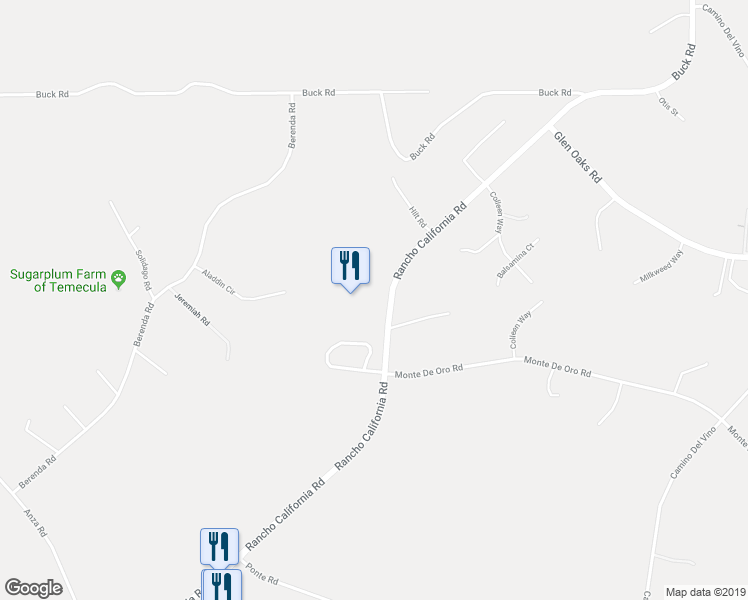 map of restaurants, bars, coffee shops, grocery stores, and more near 35960 Rancho California Road in Temecula