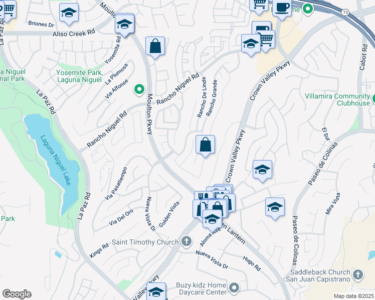 map of restaurants, bars, coffee shops, grocery stores, and more near 28621 Rancho Del Sol in Laguna Niguel