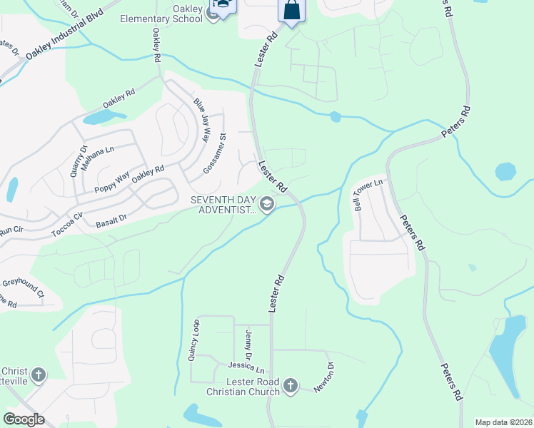 map of restaurants, bars, coffee shops, grocery stores, and more near 7500 Lester Road in Union City