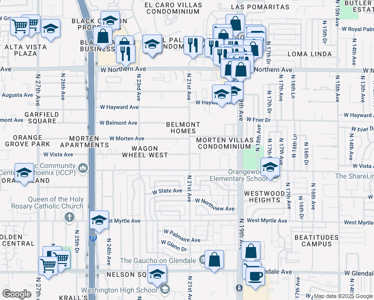 map of restaurants, bars, coffee shops, grocery stores, and more near 752-2 North 21st Avenue in Phoenix