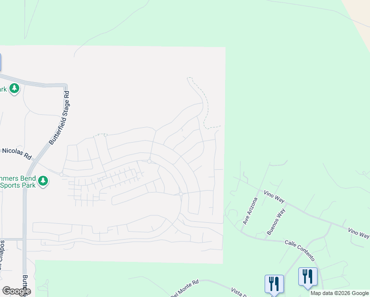 map of restaurants, bars, coffee shops, grocery stores, and more near 39605 Avenue Lynell in Temecula