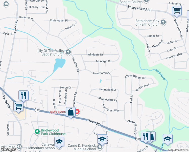 map of restaurants, bars, coffee shops, grocery stores, and more near 49 Hawthorne Drive in Riverdale