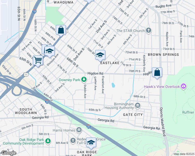 map of restaurants, bars, coffee shops, grocery stores, and more near 6829 Exeter Avenue in Birmingham