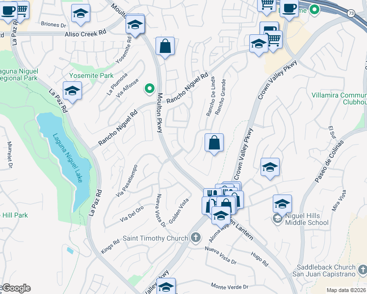 map of restaurants, bars, coffee shops, grocery stores, and more near 28612 Las Arubas in Laguna Niguel