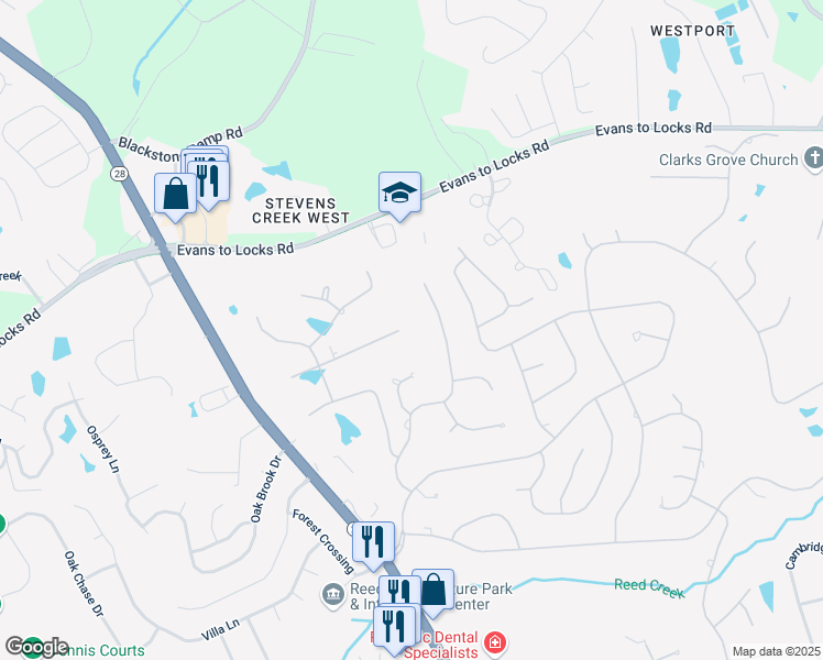 map of restaurants, bars, coffee shops, grocery stores, and more near 3840 Honors Way in Martinez