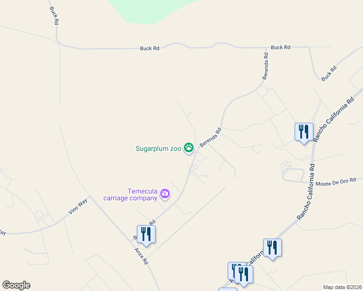 map of restaurants, bars, coffee shops, grocery stores, and more near 39695 Berenda Road in Temecula