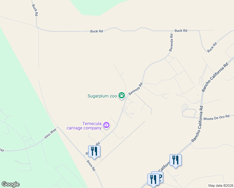 map of restaurants, bars, coffee shops, grocery stores, and more near 39695 Berenda Road in Temecula
