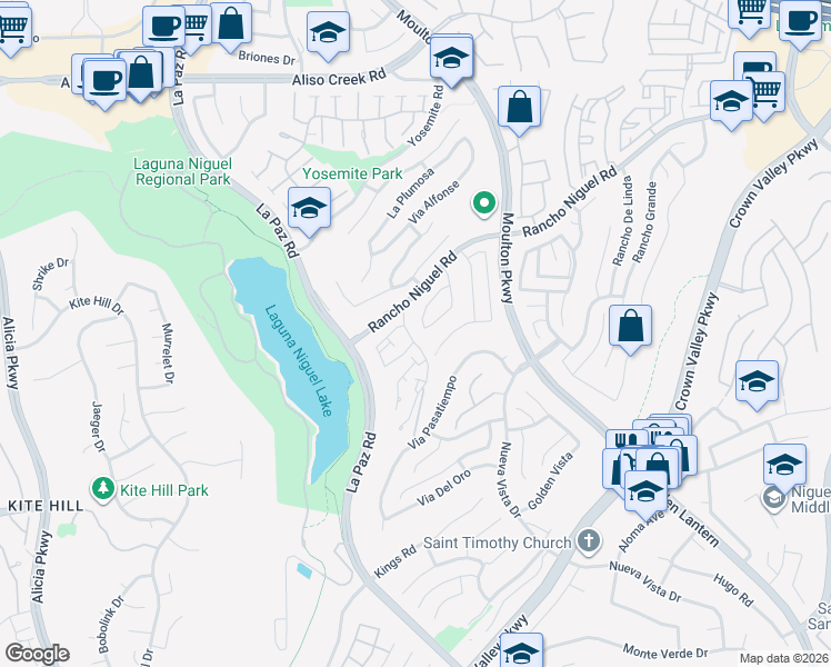 map of restaurants, bars, coffee shops, grocery stores, and more near 28601 Via Reggio in Laguna Niguel