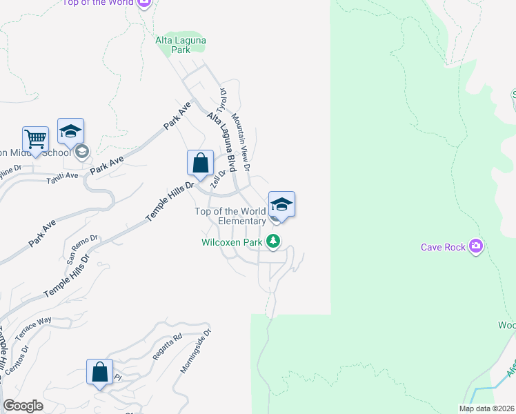 map of restaurants, bars, coffee shops, grocery stores, and more near 2960 Alta Laguna Boulevard in Laguna Beach
