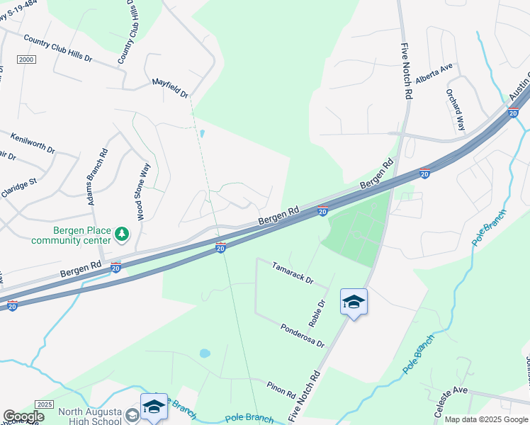 map of restaurants, bars, coffee shops, grocery stores, and more near 106 Helena Court in North Augusta