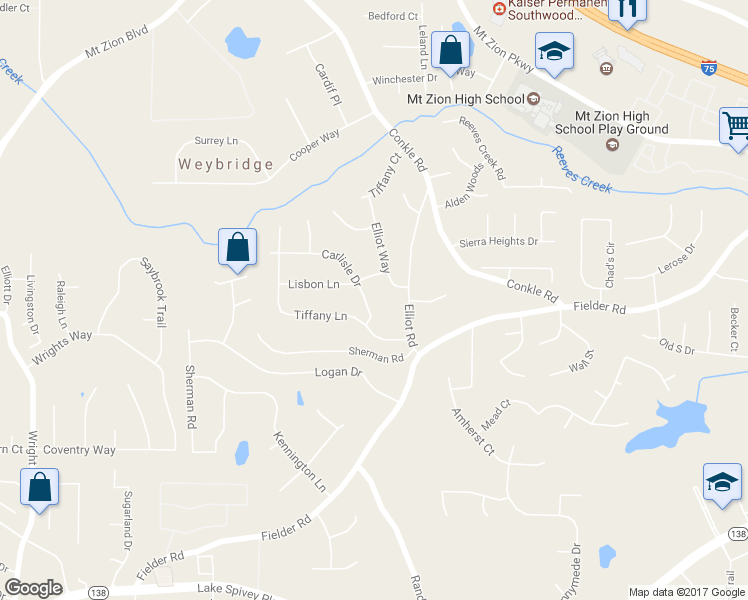 map of restaurants, bars, coffee shops, grocery stores, and more near 7582 Carlisle Drive in Jonesboro