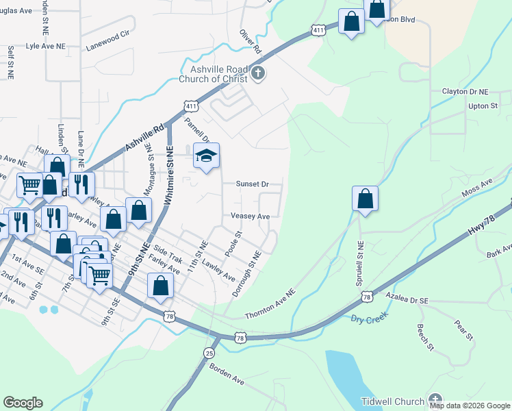 map of restaurants, bars, coffee shops, grocery stores, and more near 1728 Bethel Street Northeast in Leeds