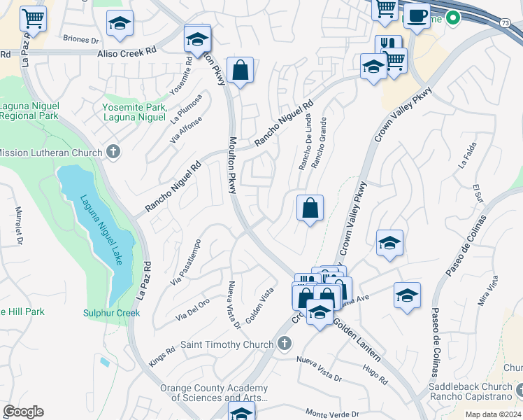 map of restaurants, bars, coffee shops, grocery stores, and more near 28601 Las Arubas in Laguna Niguel
