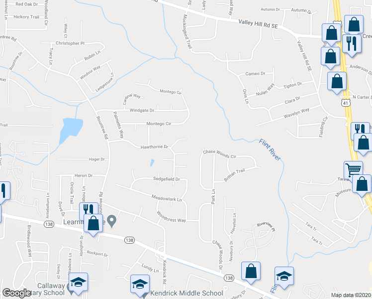 map of restaurants, bars, coffee shops, grocery stores, and more near 184 Aaron Court in Riverdale