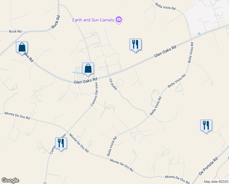map of restaurants, bars, coffee shops, grocery stores, and more near 39415 Calle Anita in Temecula