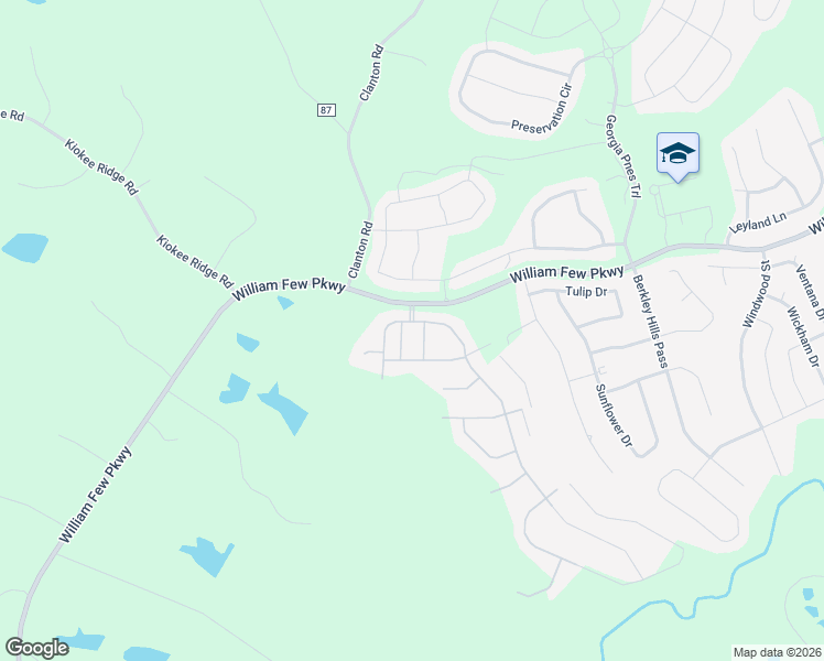 map of restaurants, bars, coffee shops, grocery stores, and more near 2565 William Few Parkway in Evans