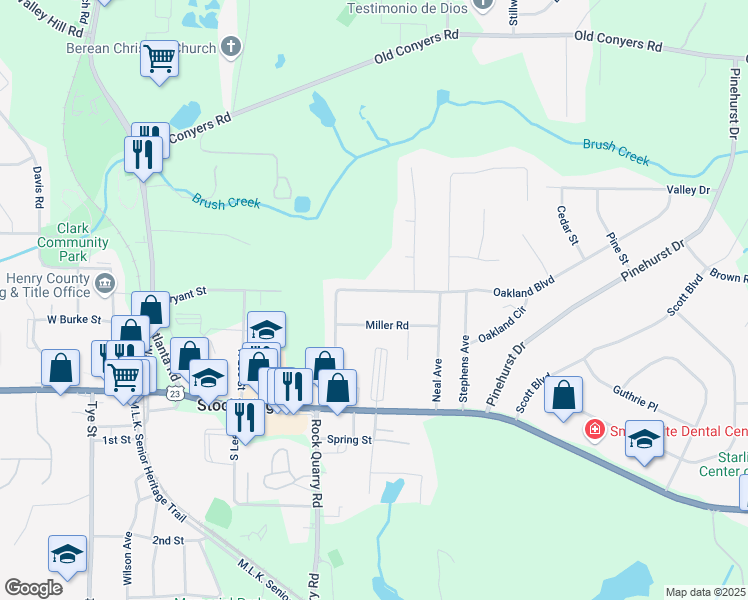 map of restaurants, bars, coffee shops, grocery stores, and more near 112 Oakland Boulevard in Stockbridge