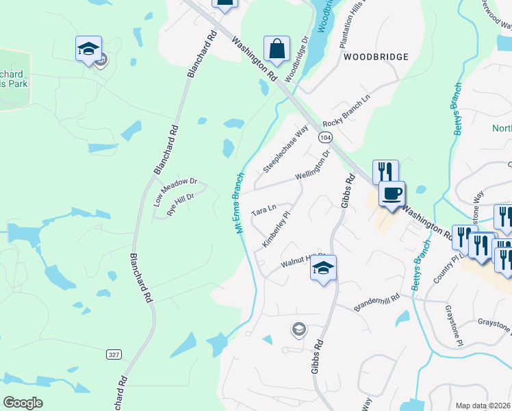 map of restaurants, bars, coffee shops, grocery stores, and more near 659 Tara Ln in Evans