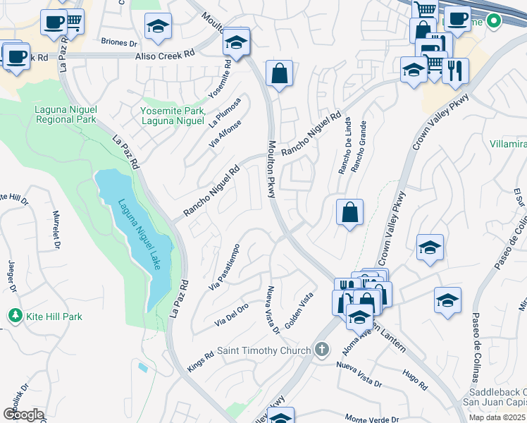 map of restaurants, bars, coffee shops, grocery stores, and more near 24762 El Manzano in Laguna Niguel