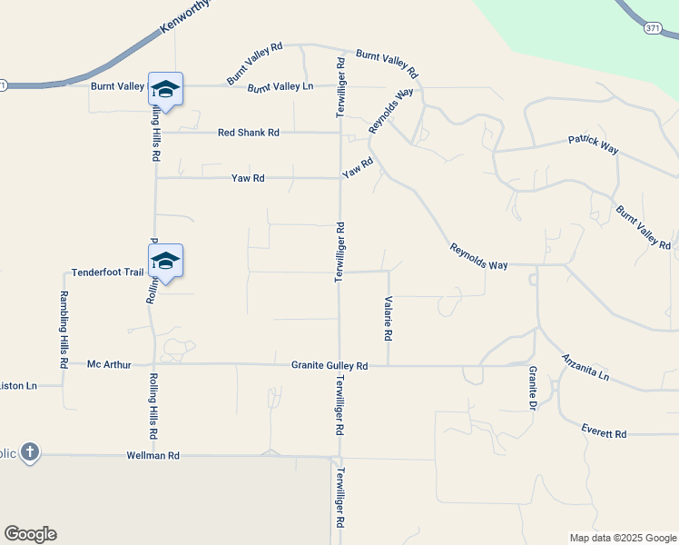 map of restaurants, bars, coffee shops, grocery stores, and more near Terwilliger Road in Anza