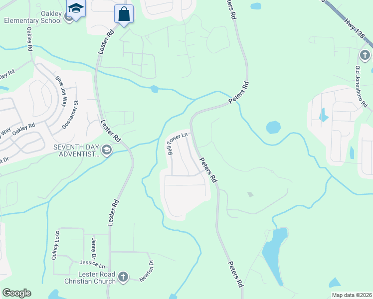 map of restaurants, bars, coffee shops, grocery stores, and more near 7615 Apostle Road in Fairburn