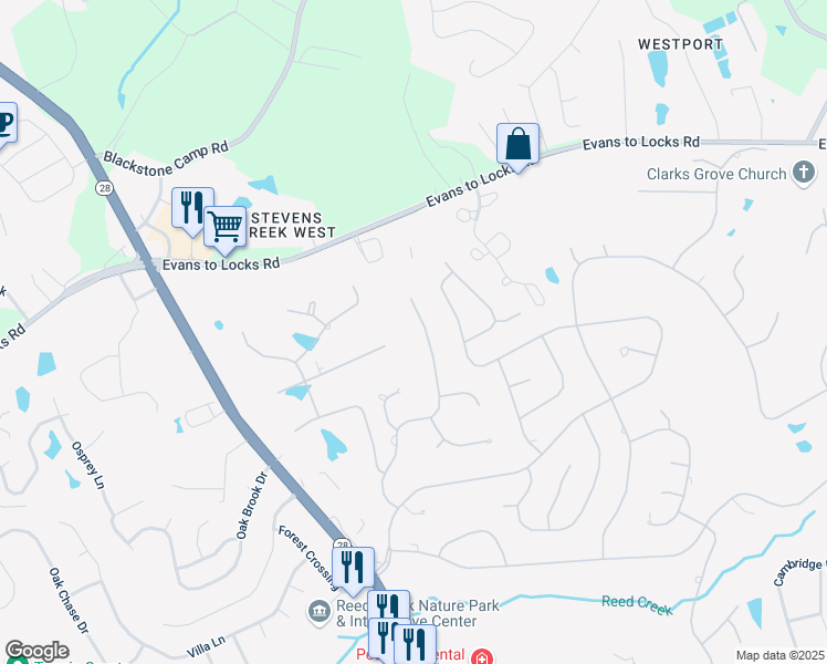 map of restaurants, bars, coffee shops, grocery stores, and more near 3840 Honors Way in Martinez