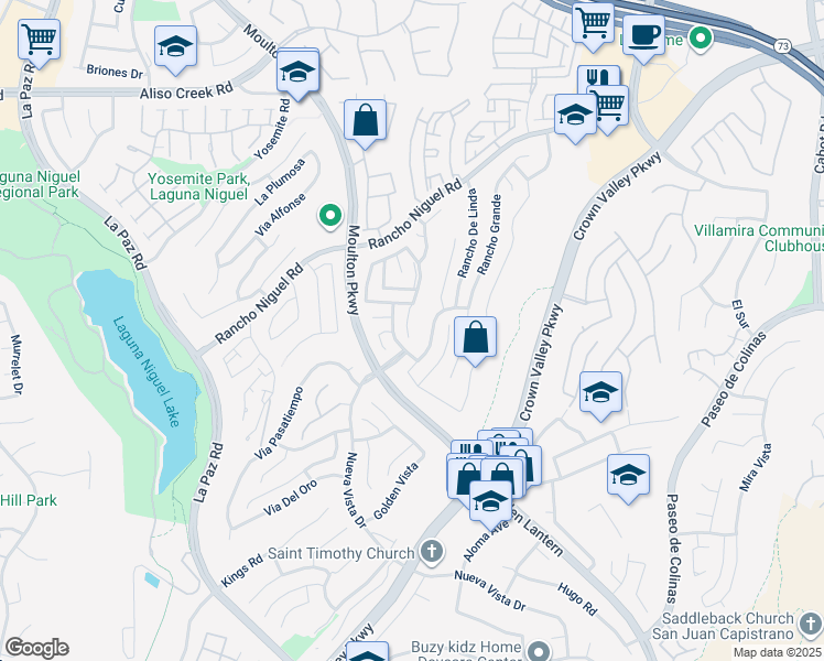 map of restaurants, bars, coffee shops, grocery stores, and more near 28582 Las Arubas in Laguna Niguel