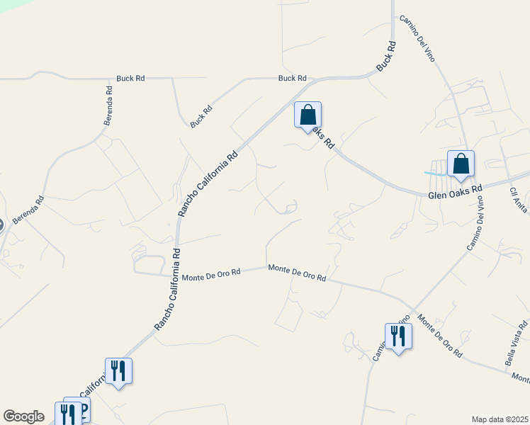 map of restaurants, bars, coffee shops, grocery stores, and more near 39485 Colleen Way in Temecula