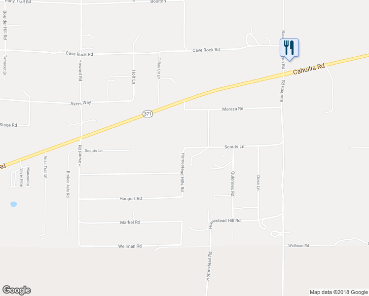 map of restaurants, bars, coffee shops, grocery stores, and more near Scouts Lane in Anza