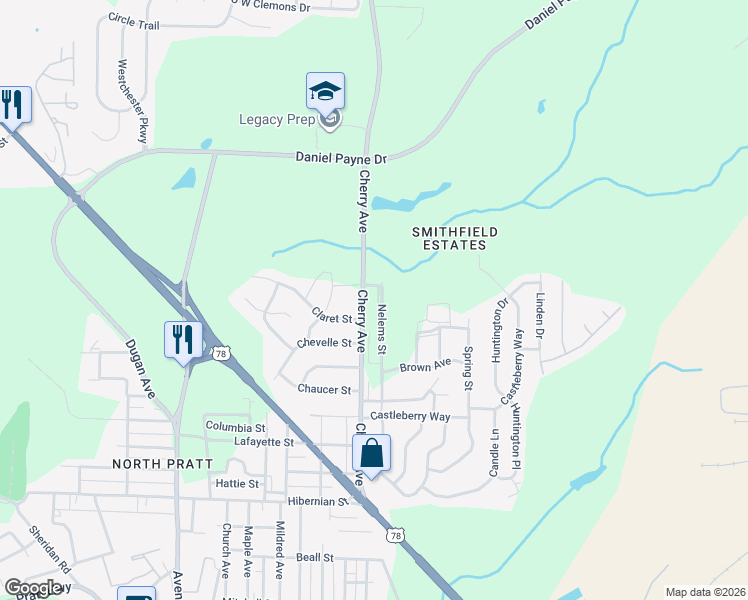 map of restaurants, bars, coffee shops, grocery stores, and more near 917 Cherry Avenue in Birmingham