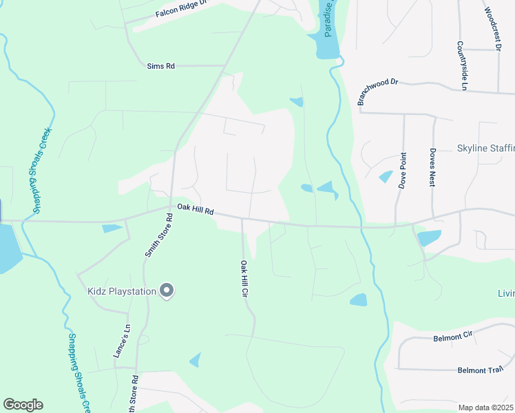map of restaurants, bars, coffee shops, grocery stores, and more near 20 Oak Wood Lane in Covington