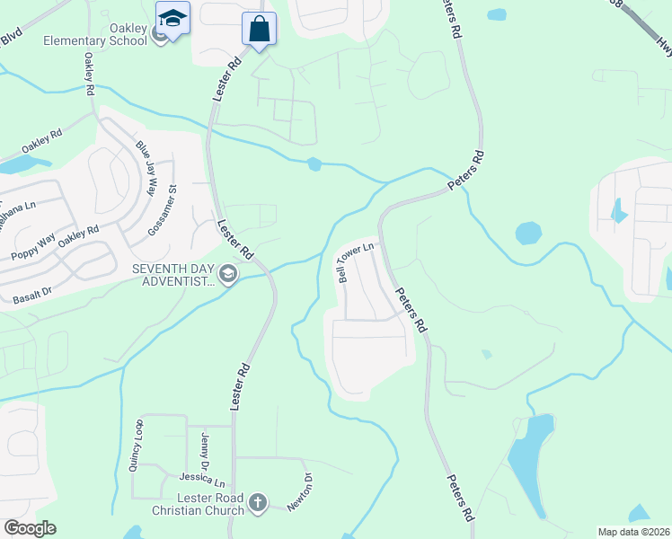 map of restaurants, bars, coffee shops, grocery stores, and more near 7830 Bell Tower Lane in Fairburn