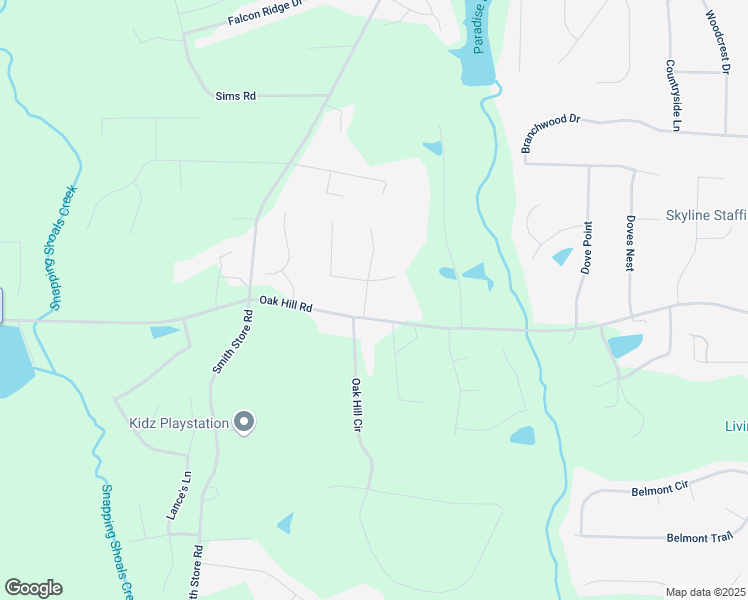map of restaurants, bars, coffee shops, grocery stores, and more near 20 Oak Wood Lane in Covington