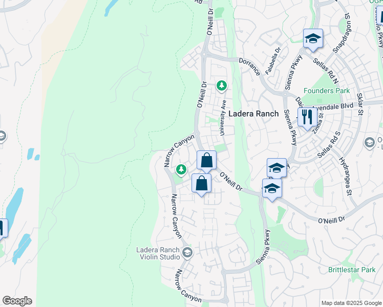 map of restaurants, bars, coffee shops, grocery stores, and more near 57 Orange Blossom Circle in Mission Viejo