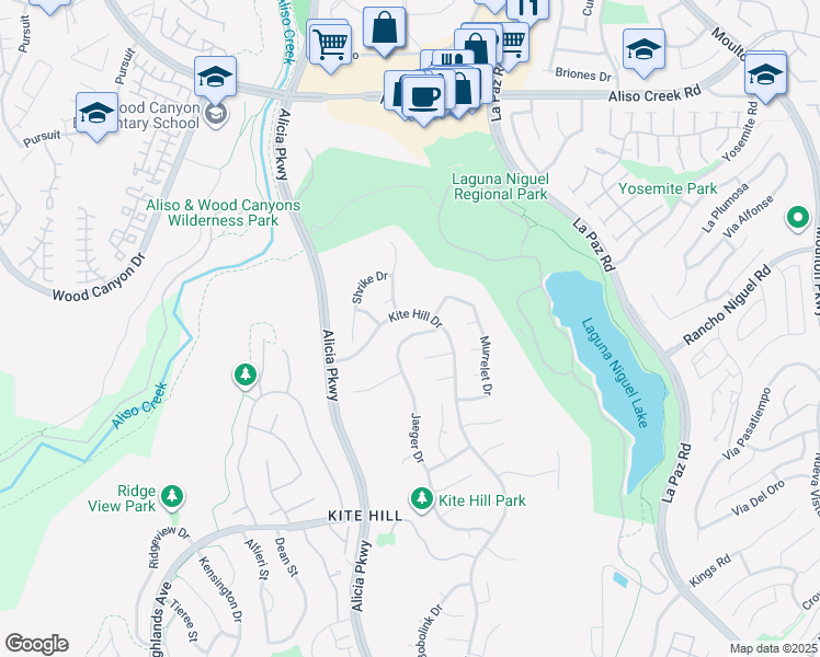 map of restaurants, bars, coffee shops, grocery stores, and more near 28562 Jaeger Drive in Laguna Niguel