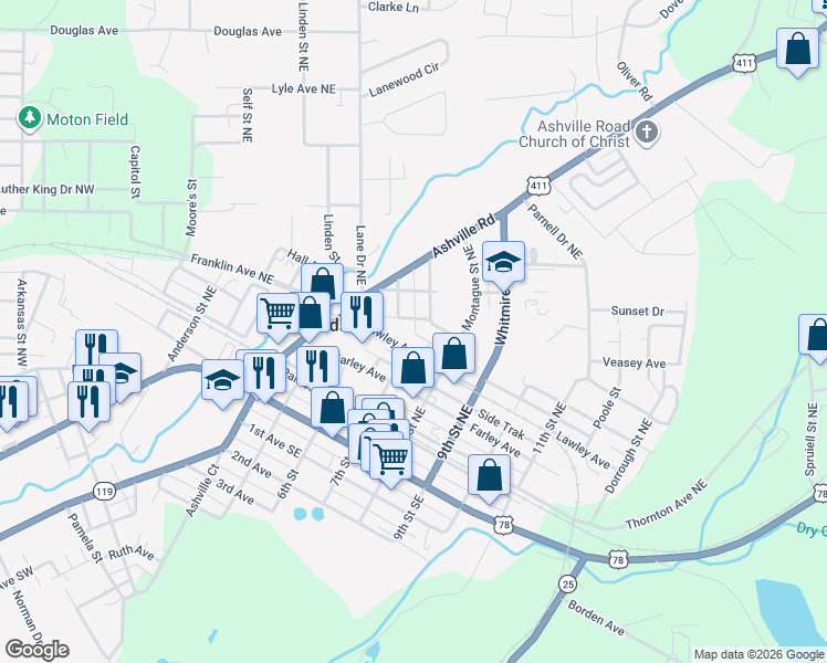 map of restaurants, bars, coffee shops, grocery stores, and more near 1704 Robertson Avenue in Leeds
