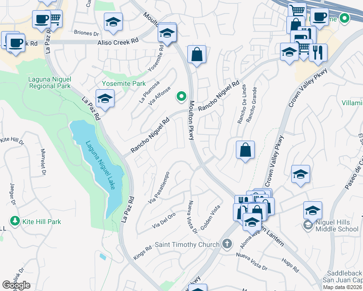 map of restaurants, bars, coffee shops, grocery stores, and more near 24762 El Manzano in Laguna Niguel