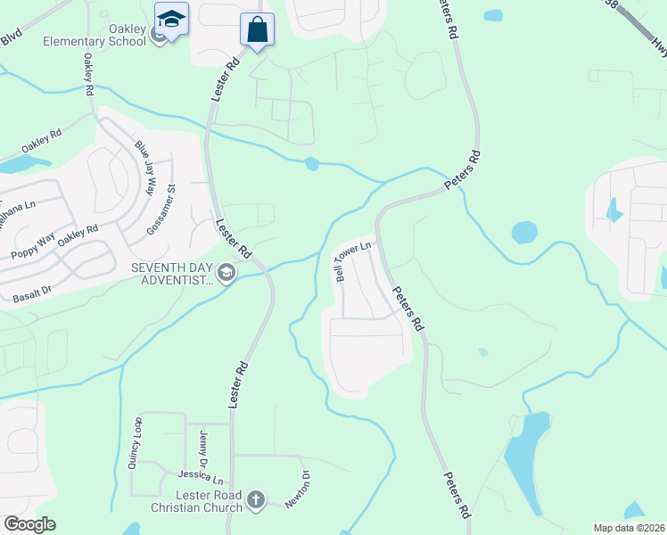 map of restaurants, bars, coffee shops, grocery stores, and more near 7830 Bell Tower Lane in Fairburn