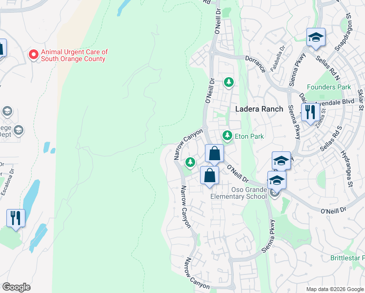 map of restaurants, bars, coffee shops, grocery stores, and more near 41 Quartz Lane in Mission Viejo