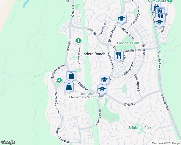 map of restaurants, bars, coffee shops, grocery stores, and more near 2 Cousteau Lane in Ladera Ranch